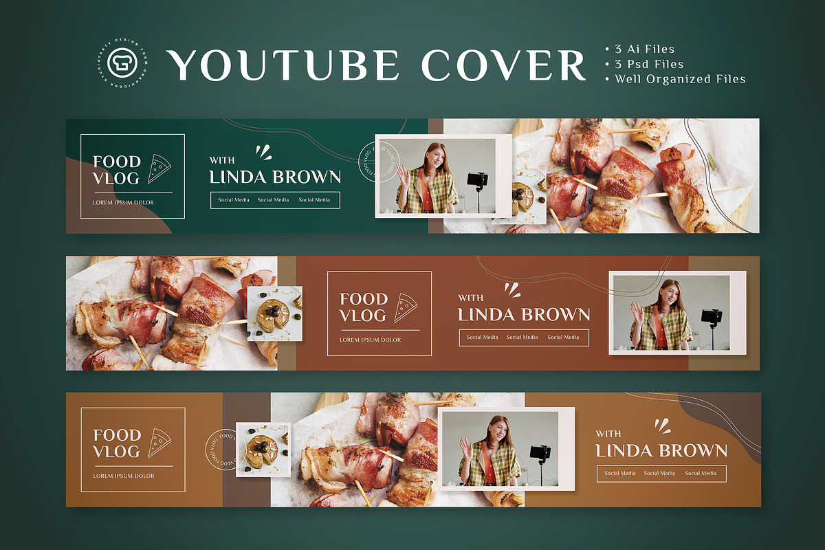 Youtube Cover Food Vlogger, a Social Media Template by graphicook (Photo 3 of 3)