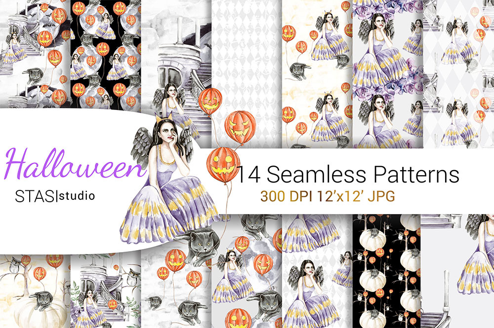 Halloween Digital Paper Pack, a Pattern Graphic by STASIstudio