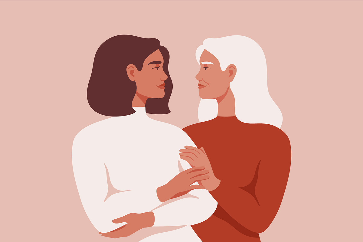 Mother and Daughter, a Person Illustration by Mary Long