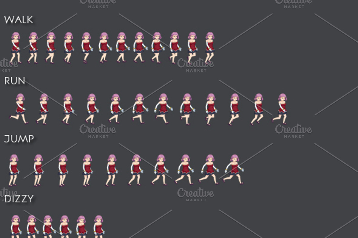 Character Spritesheet:Magician Girl, an Object Graphic by LudicArts (Photo 2 of 2)