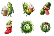 Christmas Kawaii Pickles Clipart, an Illustration by DreamArtGraphic (Thumbnail 3 of 4)