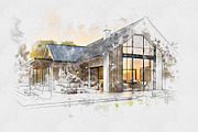 House Watercolor Painting, an Action Add-On by Photoshop Action (Thumbnail 3 of 12)