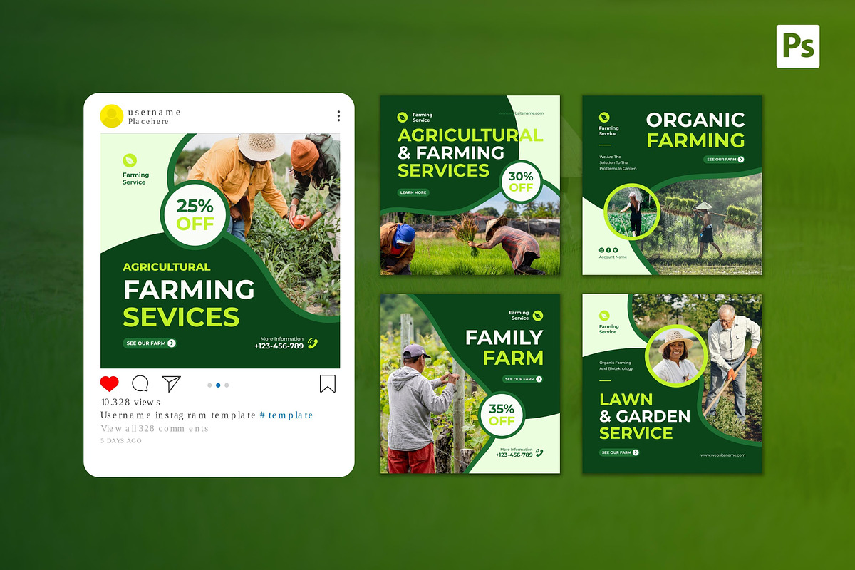 Farming Service Instagram Post, a Social Media Template by CavenArt (Photo 4 of 5)