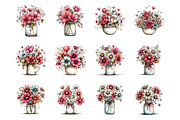 Whimsical flowers spring clipart, an Illustration by SinaCreation (Thumbnail 2 of 11)
