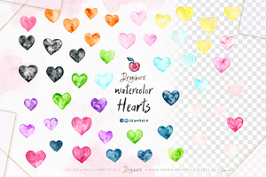 Watercolor Hearts Clipart Set 011