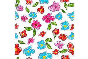 Seamless pattern simple flowers, an Illustration by Nenahliadava Design