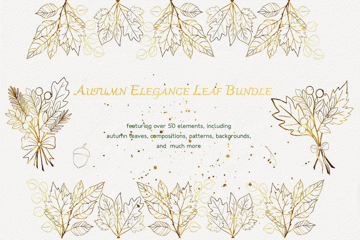 Autumn Elegance Leaf Bundle, a Decorative Illustration by Aurella Art (Photo 1 of 15)