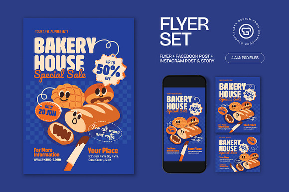 Quirky Bakery Store Flyer Set preview 5