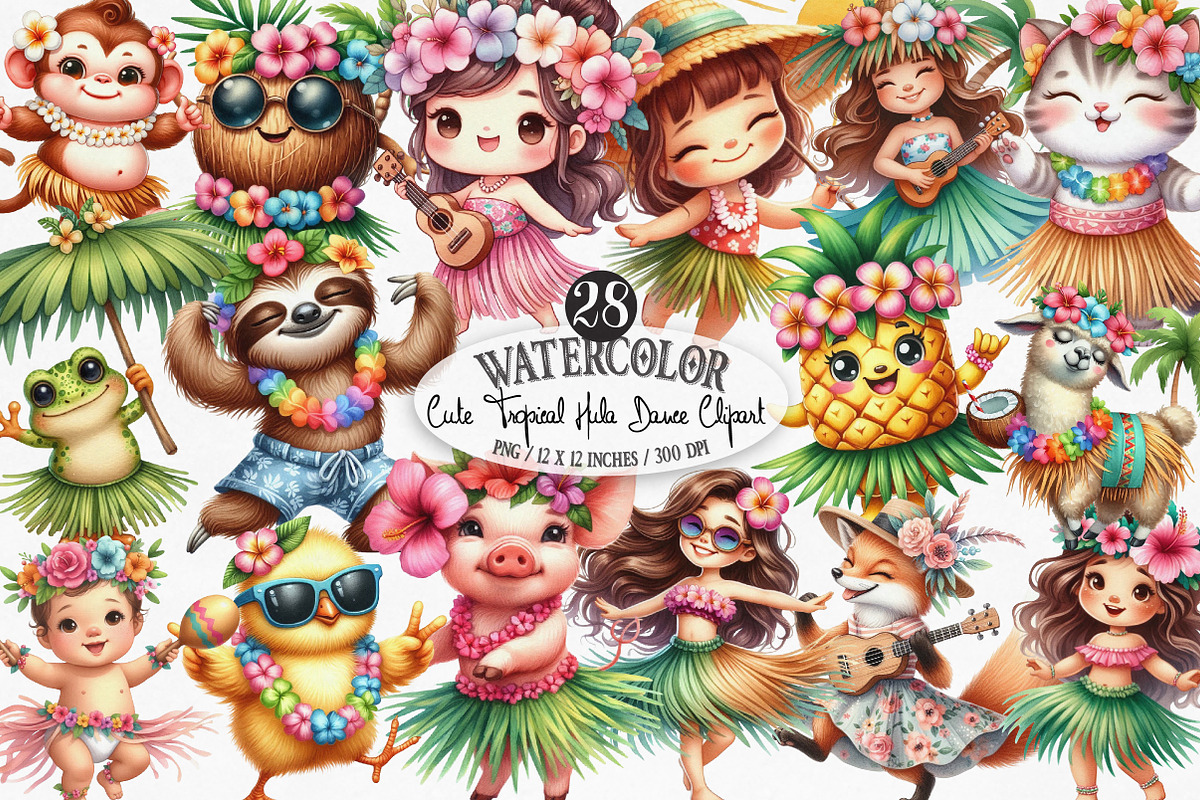 Cute Tropical Hula Dance Hawaiian, an Illustration by Designking (Photo 1 of 4)