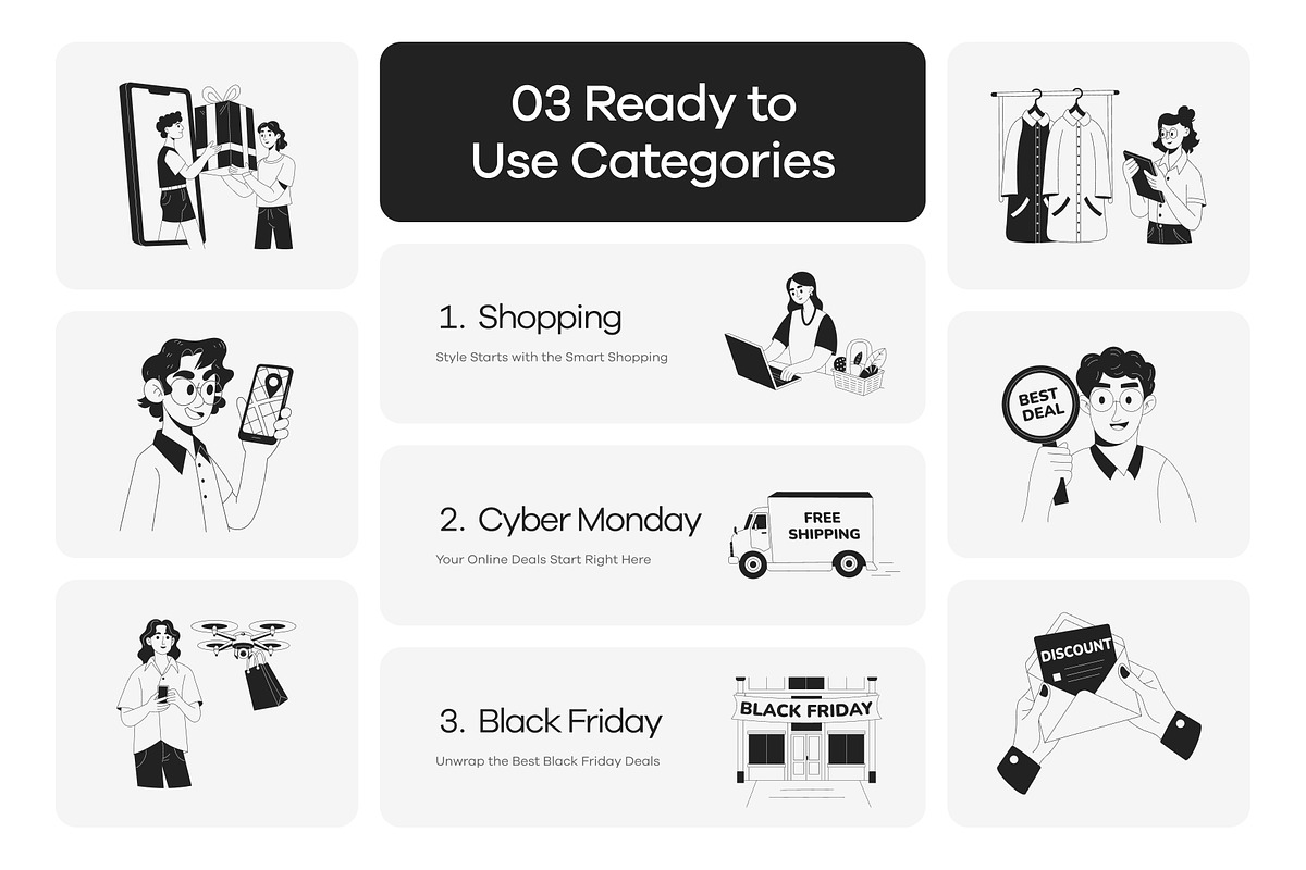 Shopping Illustration Art Set, a Person Illustration by Prosymbols (Photo 5 of 13)