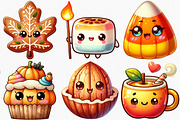 Kawaii Autumn Food Clipart Bundle, an Illustration by Canvas Craft (Thumbnail 4 of 8)