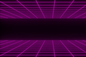 3D Render Synthwave Wireframe Net