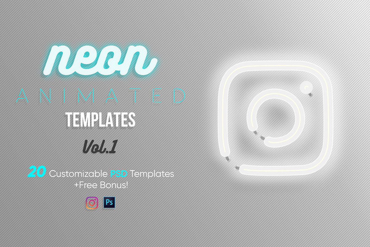 20 Neon Animated IG Templates Vol.1, a Social Media Template by CONECT Market (Photo 1 of 7)