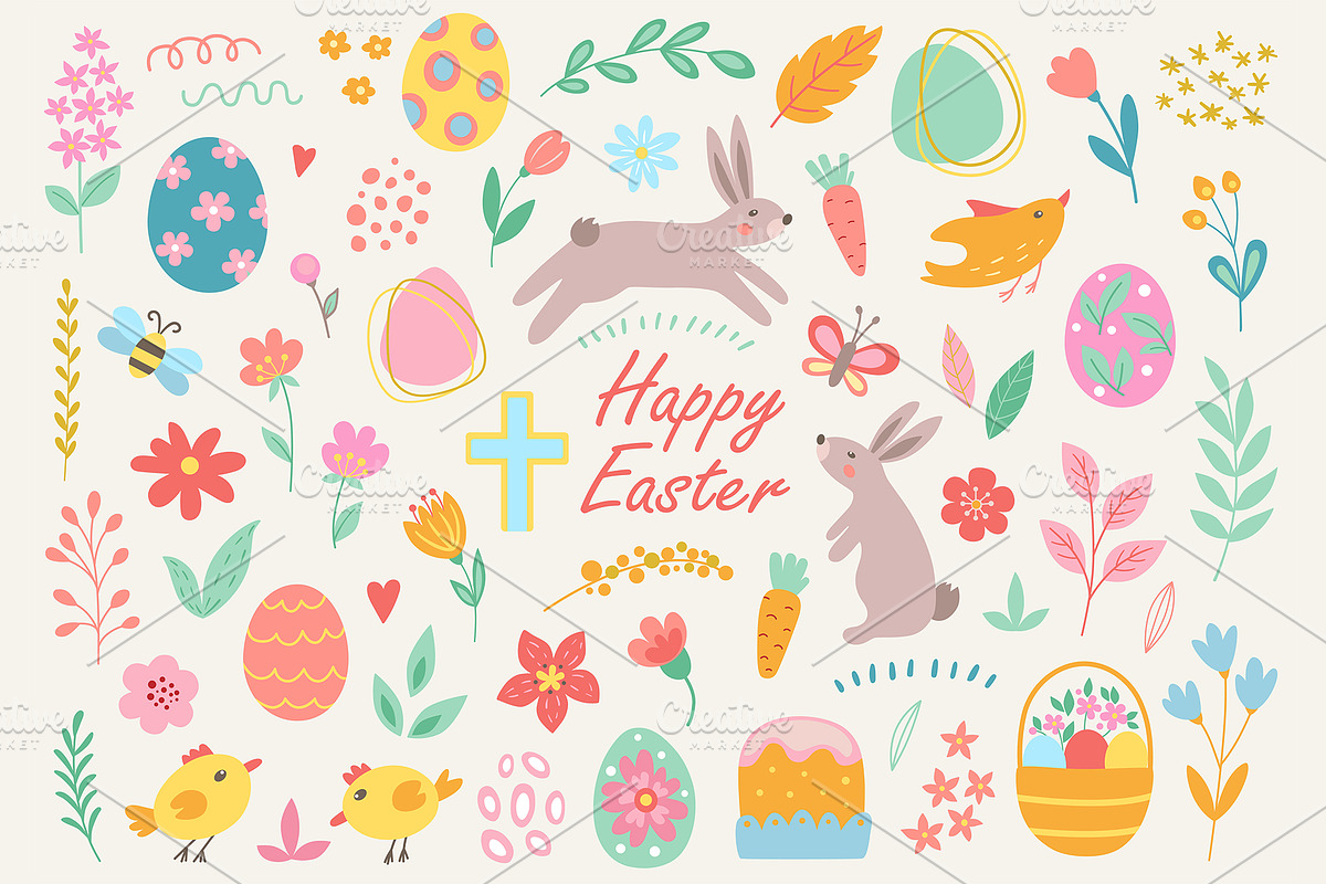Cute Cartoon Vector Easter Kit, a Seasonal Illustration by Artspace (Photo 2 of 6)