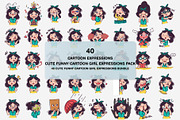 Cute Cartoon Girl Expressions Pack, an Education Illustration by naem021 (Thumbnail 2 of 5)