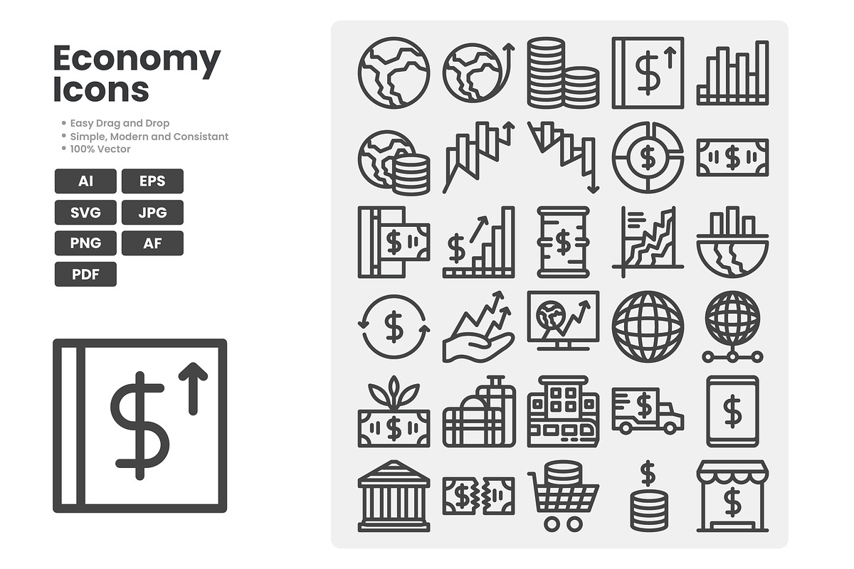 Economy Icons Pack, an Outline Icon by erifqizeicon (Photo 1 of 3)