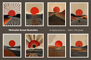 Minimalist Sunset Illustration, a Decorative Illustration by Housui Patterns (Thumbnail 5 of 9)