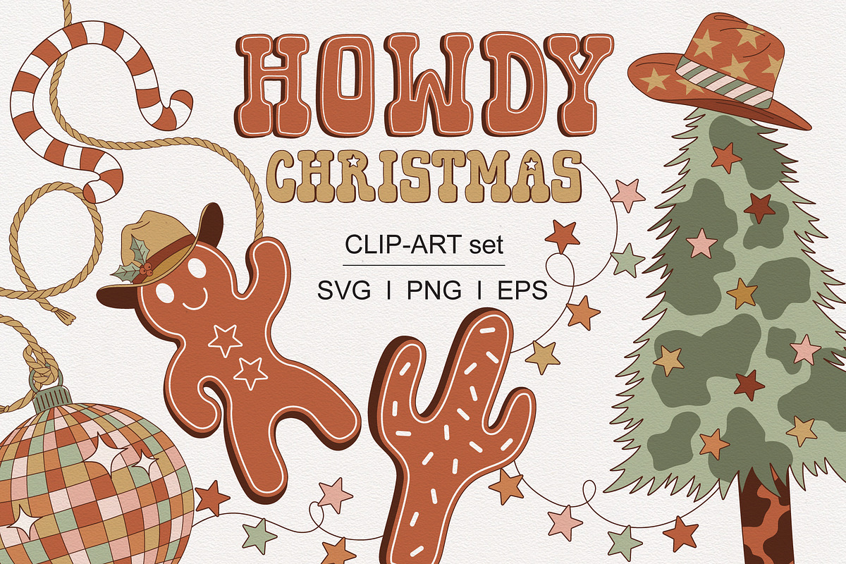 Western Howdy Christmas clipart set, an Object Graphic by @olga.angelloz (Photo 1 of 2)