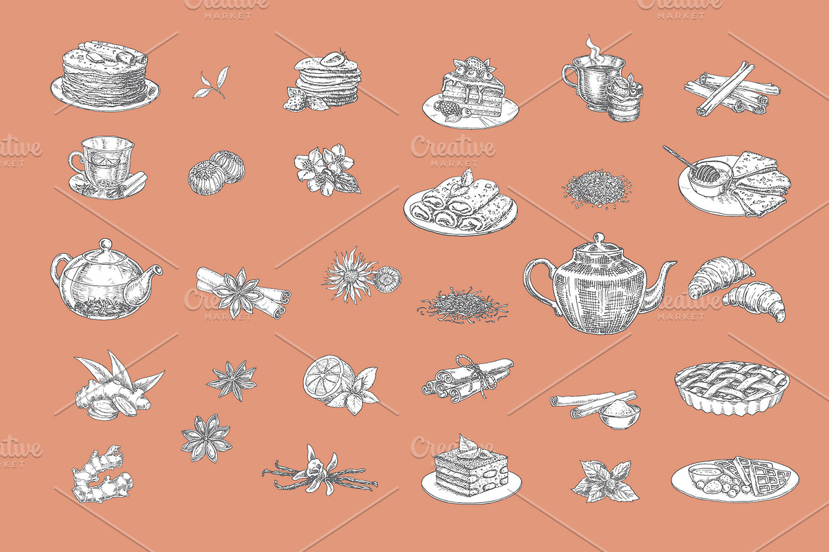 Tea and desserts set, a Graphic by Evgeniia Lanskikh (Photo 9 of 10)