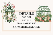 Watercolor Greenhouse PNG Bundle, a Seasonal Illustration by Designworld (Thumbnail 4 of 9)