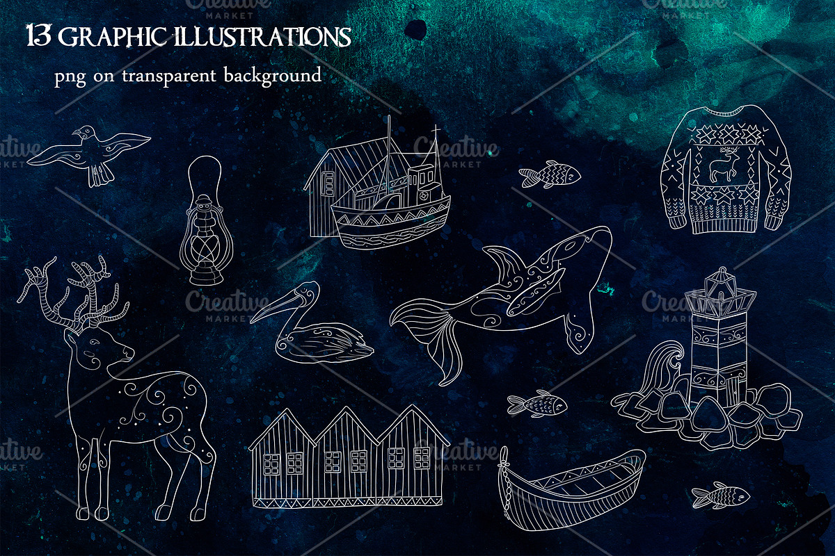 Scandinavian collection. PNG+JPEG, a Decorative Illustration by Scarlet Heath Art (Photo 3 of 14)
