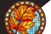 Autumn Leaves PNG Stained Glass, a Seasonal Illustration by Tanya Kart (Thumbnail 4 of 7)