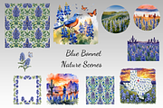 Blue Bonnet Flower Clipart Bundle, a Decorative Illustration by Dream Floral Clipart (Thumbnail 3 of 9)