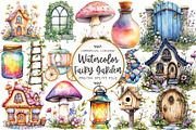 Fairy Garden Watercolor Clipart, an Illustration by OK Design (Thumbnail 1 of 5)