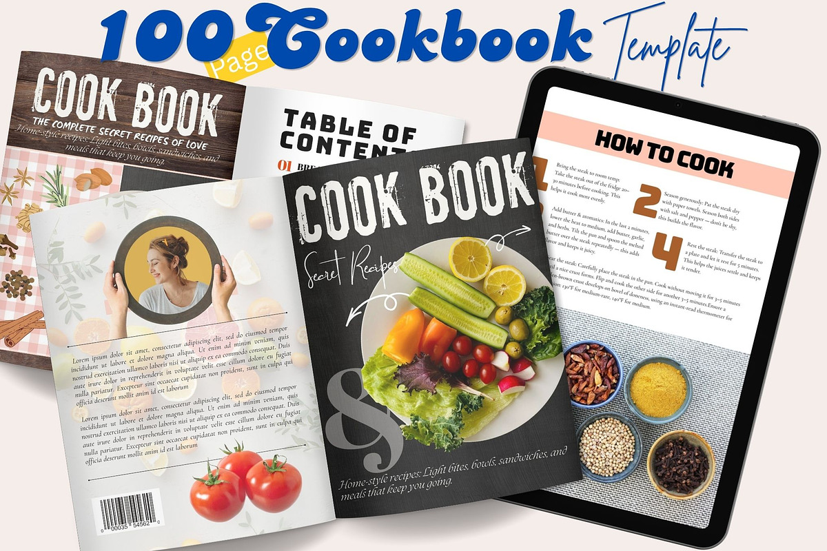 Editable Canva Cookbook Template, a Templates & Theme by iloveTemplate (Photo 1 of 4)