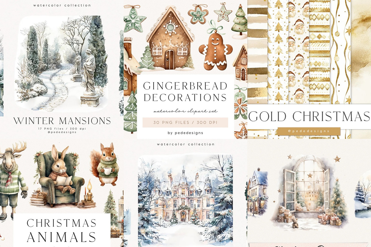 Winter & Christmas Mega Bundle 2000+, a Seasonal Illustration by PeDe Designs (Photo 6 of 18)
