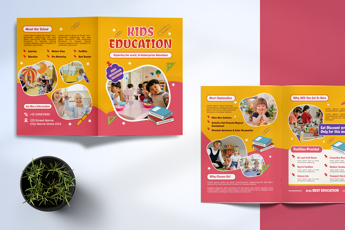 Kids Education Bifold Brochure, a Brochure Template by SquidPixey (Photo 3 of 6)