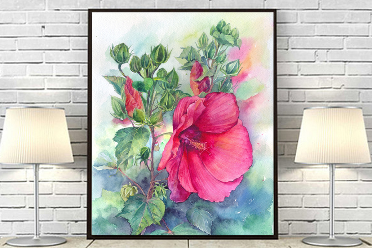 Watercolor hibiscus flowers botanica, an Illustration by MaryAmi (Photo 3 of 3)