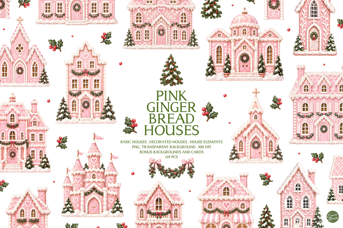 Pink Gingerbread Houses, an Object Graphic by Euonia Meraki (Photo 1 of 15)