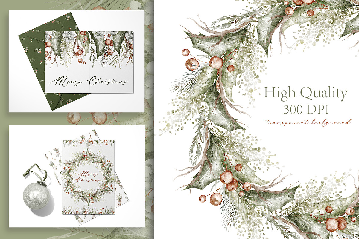 Boho‑Nordic Christmas Watercolor Set, a Seasonal Illustration by LenArt (Photo 6 of 17)