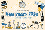 New Year’s 2026: Graphic Party Pack, a Seasonal Illustration by cugypress (Thumbnail 1 of 6)
