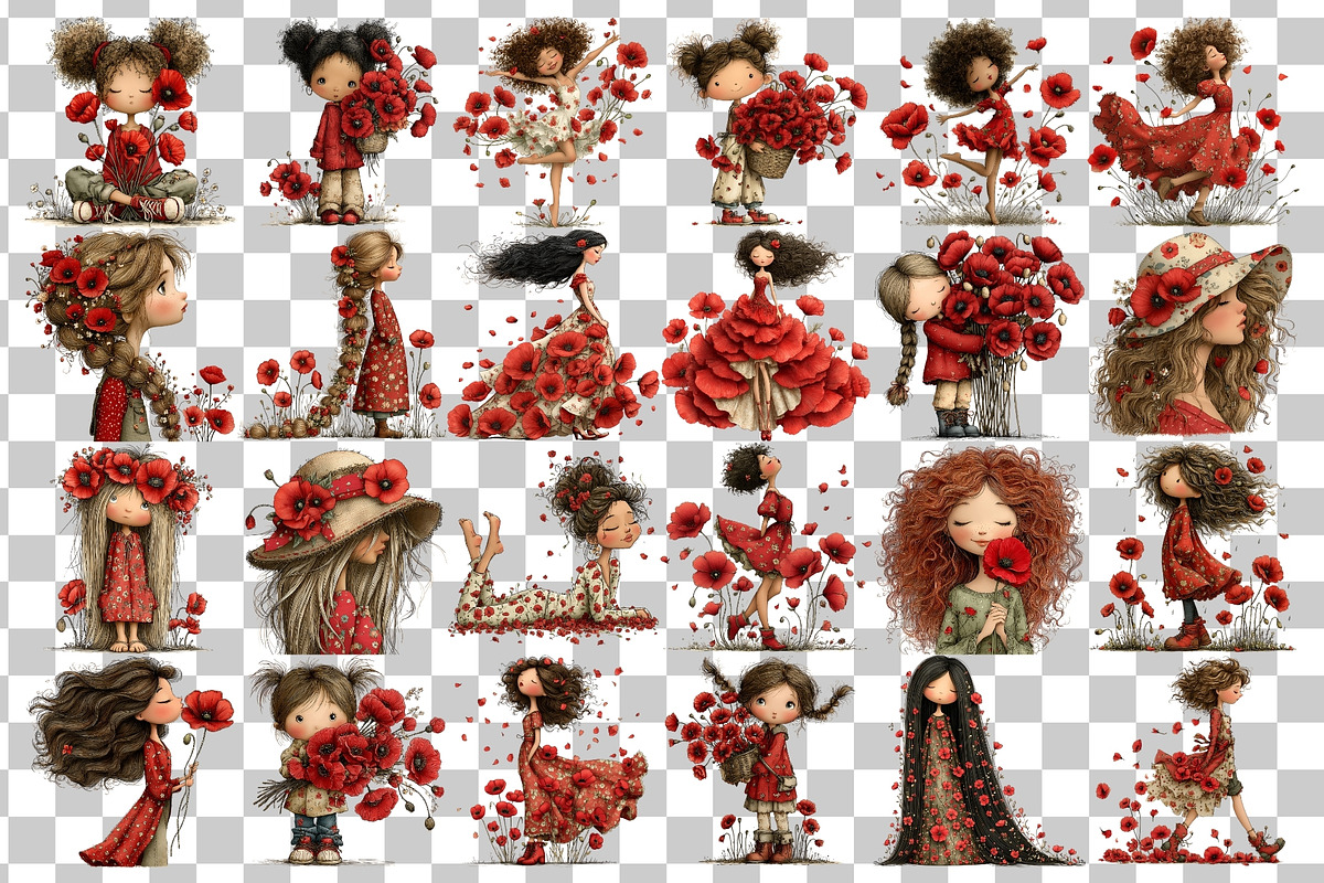 Poppy Girl PNG Clipart Watercolor, a Person Illustration by Nicolle's Colorful Art (Photo 3 of 3)