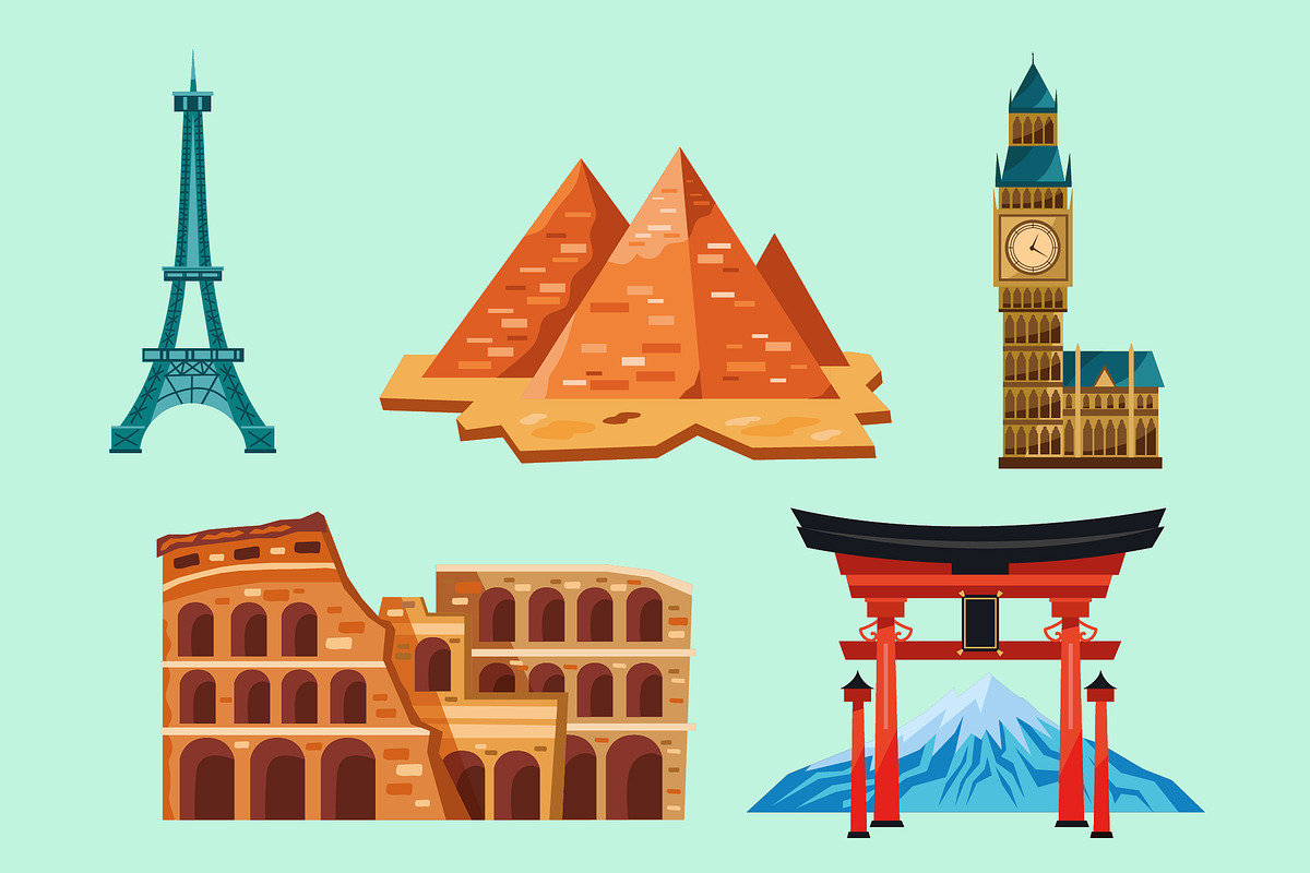 Tourism Landmarks Illustration Set, a Templates & Theme by studiogstock (Photo 1 of 2)