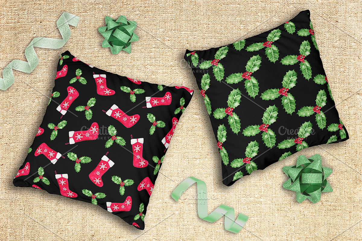 Watercolor Christmas patterns, a Pattern Graphic by AV Design (Photo 4 of 6)