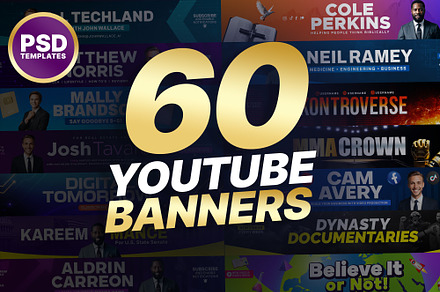 60 YouTube Banner Channel Art Bundle