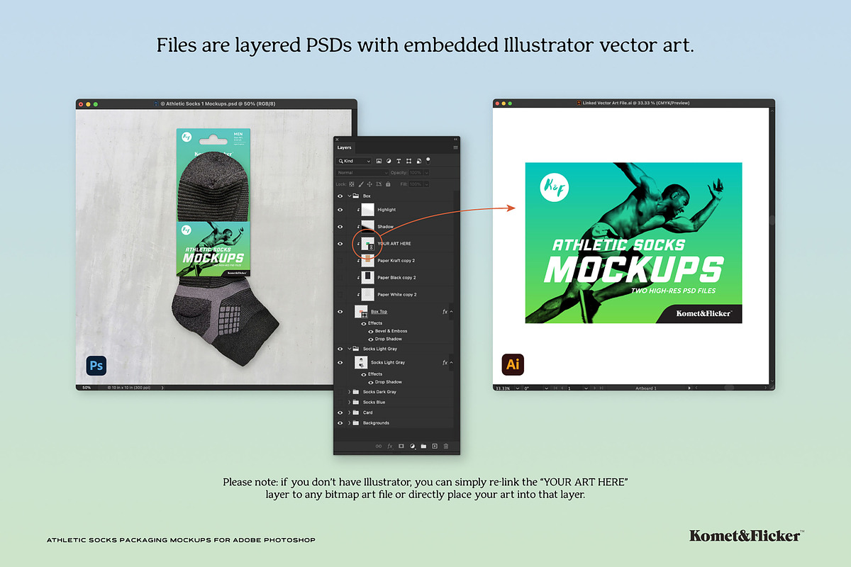 Athletic Socks Packaging Mockup, a Shirt Mockup by Komet & Flicker (Photo 8 of 9)