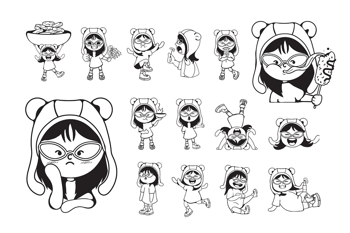 Cute Handrawn Girl Character, an Object Illustration by Invisual Studio (Photo 2 of 9)
