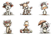 Whimsical Easter Animals Clipart, an Illustration by CreationArt (Thumbnail 2 of 5)