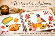 Autumn Thanksgiving Clipart PNG, a Seasonal Illustration by Where summer is (Thumbnail 1 of 12)