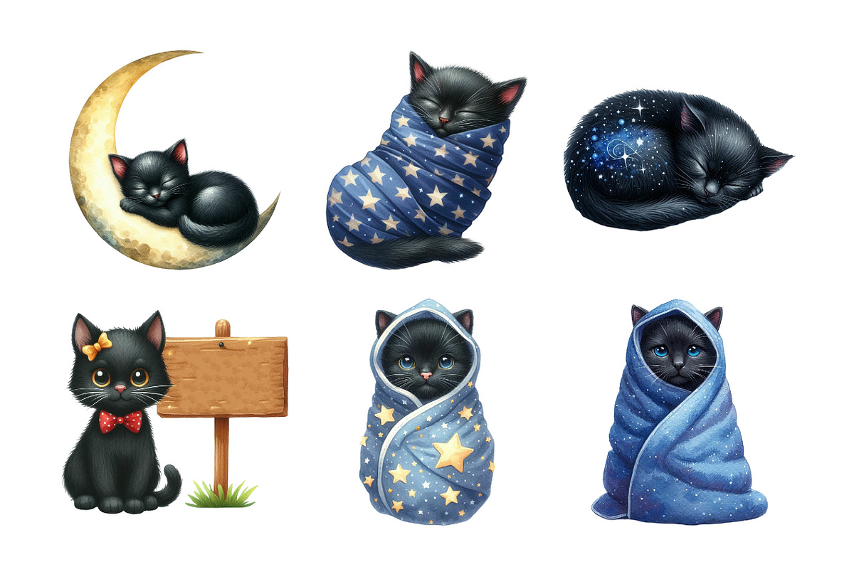 Black Cat Nursery Baby Clipart Png, an Illustration by Daily.Designs (Photo 5 of 5)
