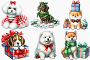 Watercolor Christmas Dog Clipart, an Illustration by Canvas Craft (Thumbnail 4 of 8)