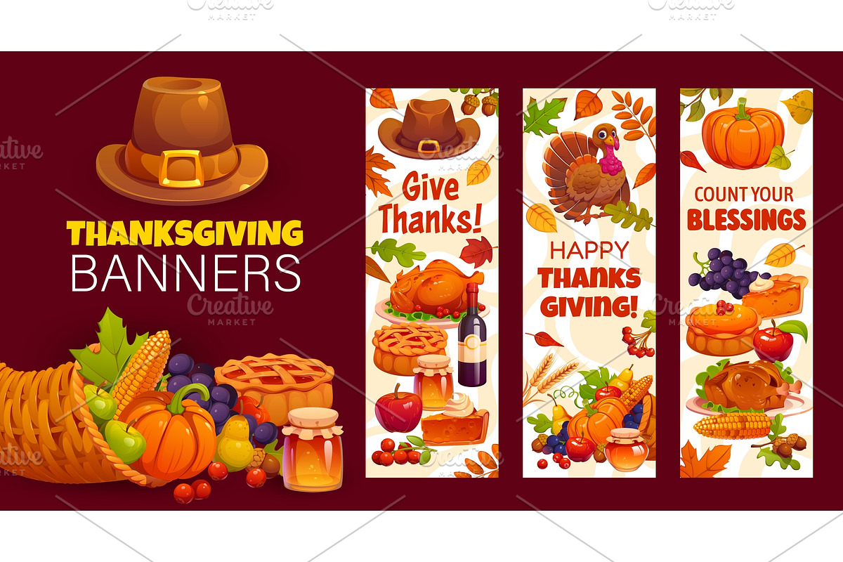 Happy Thanksgiving Day banners, a Seasonal Illustration by Vector Tradition (Photo 3 of 3)