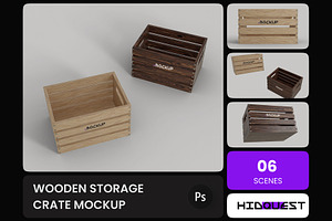 Wooden Storage Crate Mockup