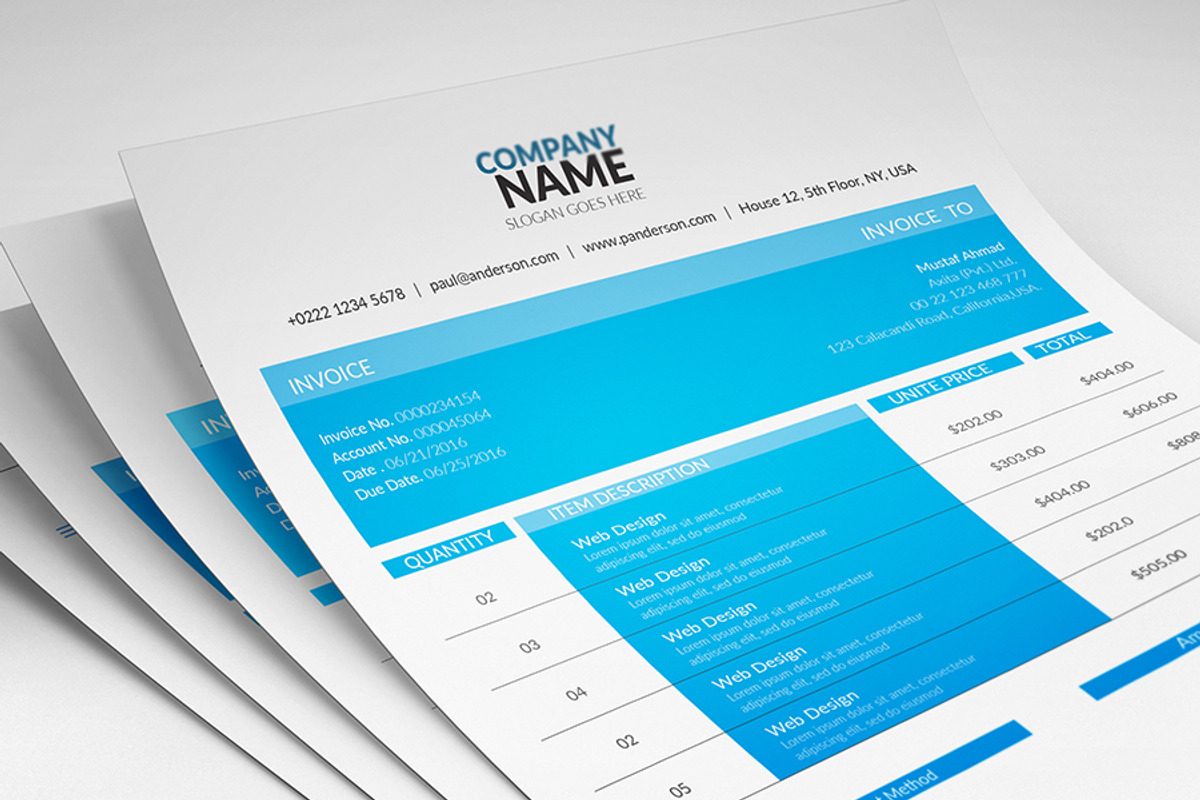 Colorful Invoices, a Stationery Template by DesignGhar