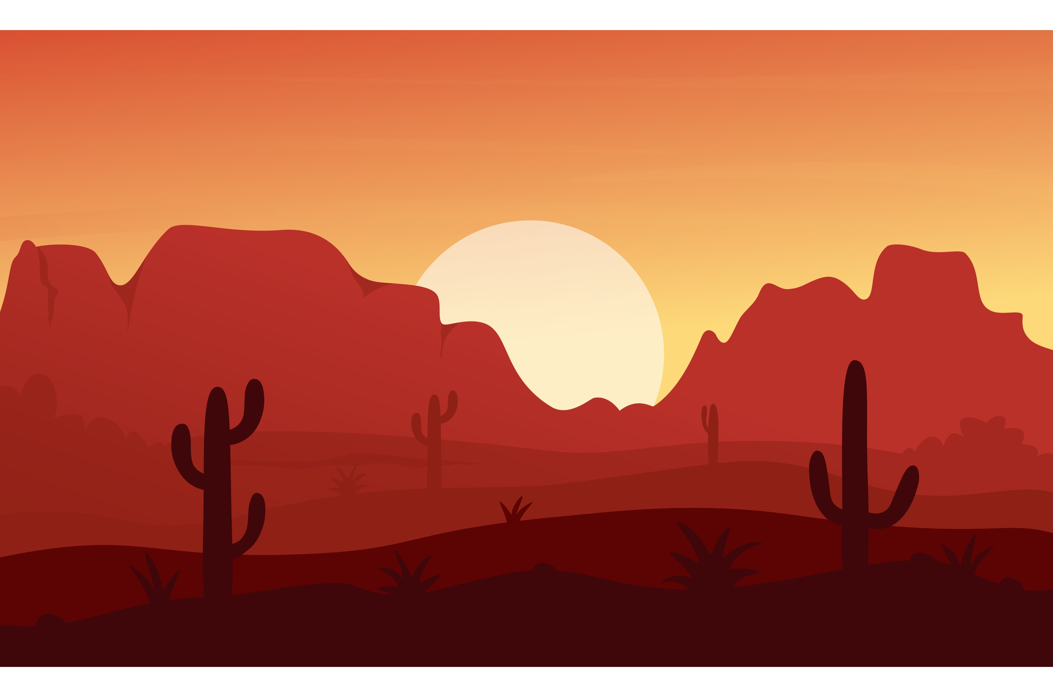 Texas Arisona desert landscape, an Illustration by Flashvector