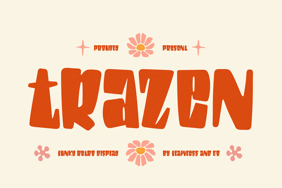 Trazen - Funky Retro Display Font, a Sans Serif Font by Flawless And Co (Photo 1 of 10)